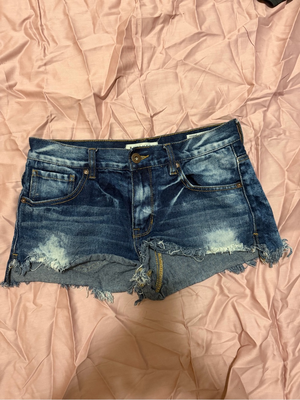 Women's Dark Blue Distressed Denim Shorts